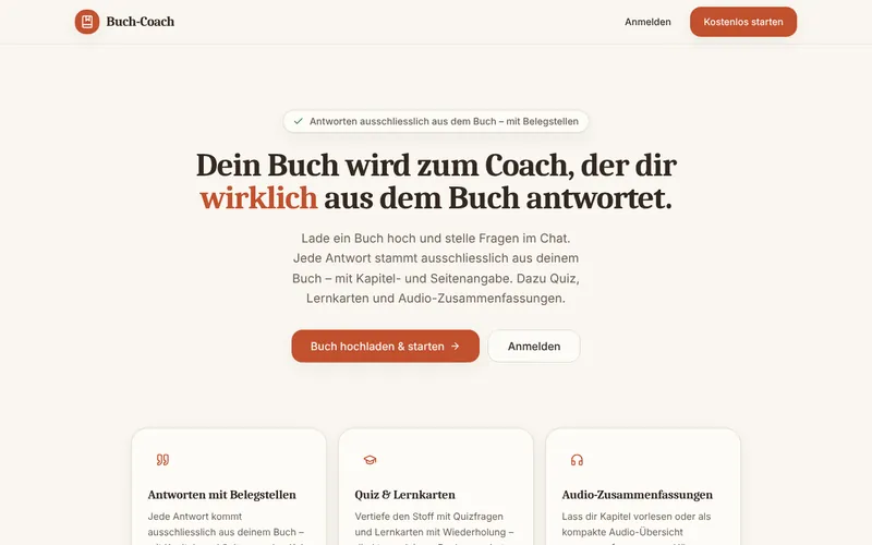 Bildschirmansicht Buch-Coach