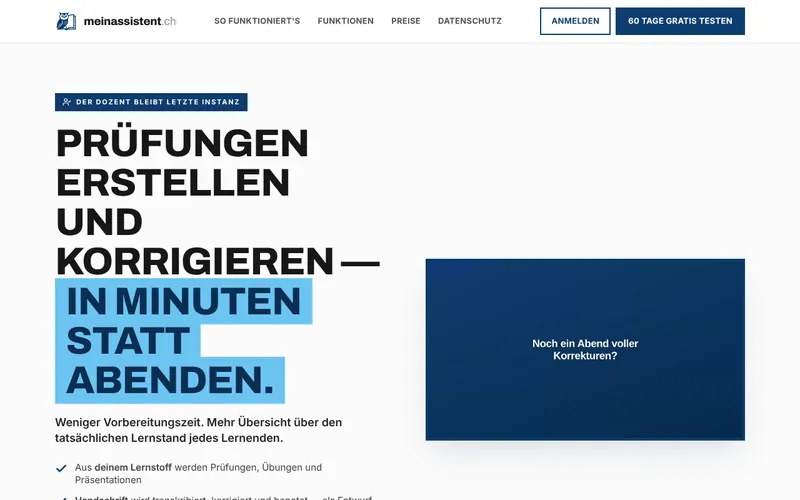 Bildschirmansicht meinassistent.ch